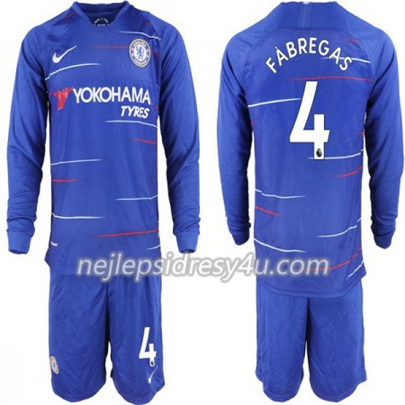 Fotbalový Dres Chelsea Cesc Fabregas 4 Dětské Domácí 2018/19 Dlouhý Rukáv
